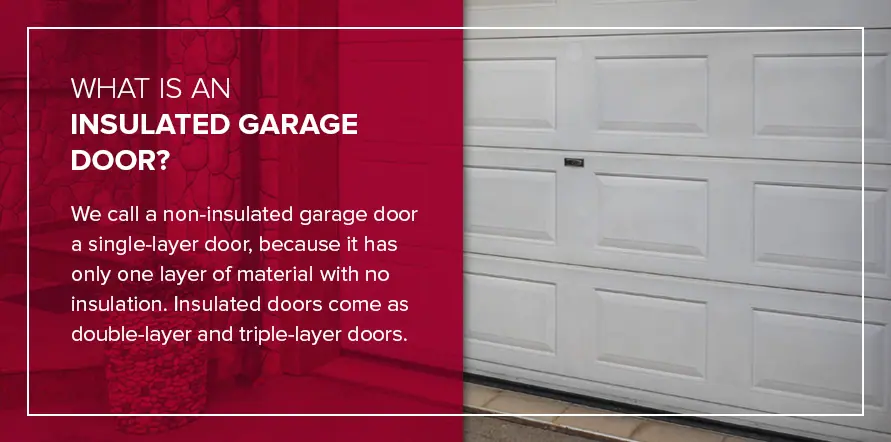 What is an insulated garage door? We call a non-insulated garage door a single-layer door, because it has only one layer of material with no insulation. Insulated doors come as double-layer and triple-layer doors. 