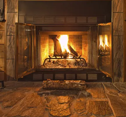 Wood fireplace in livingroom